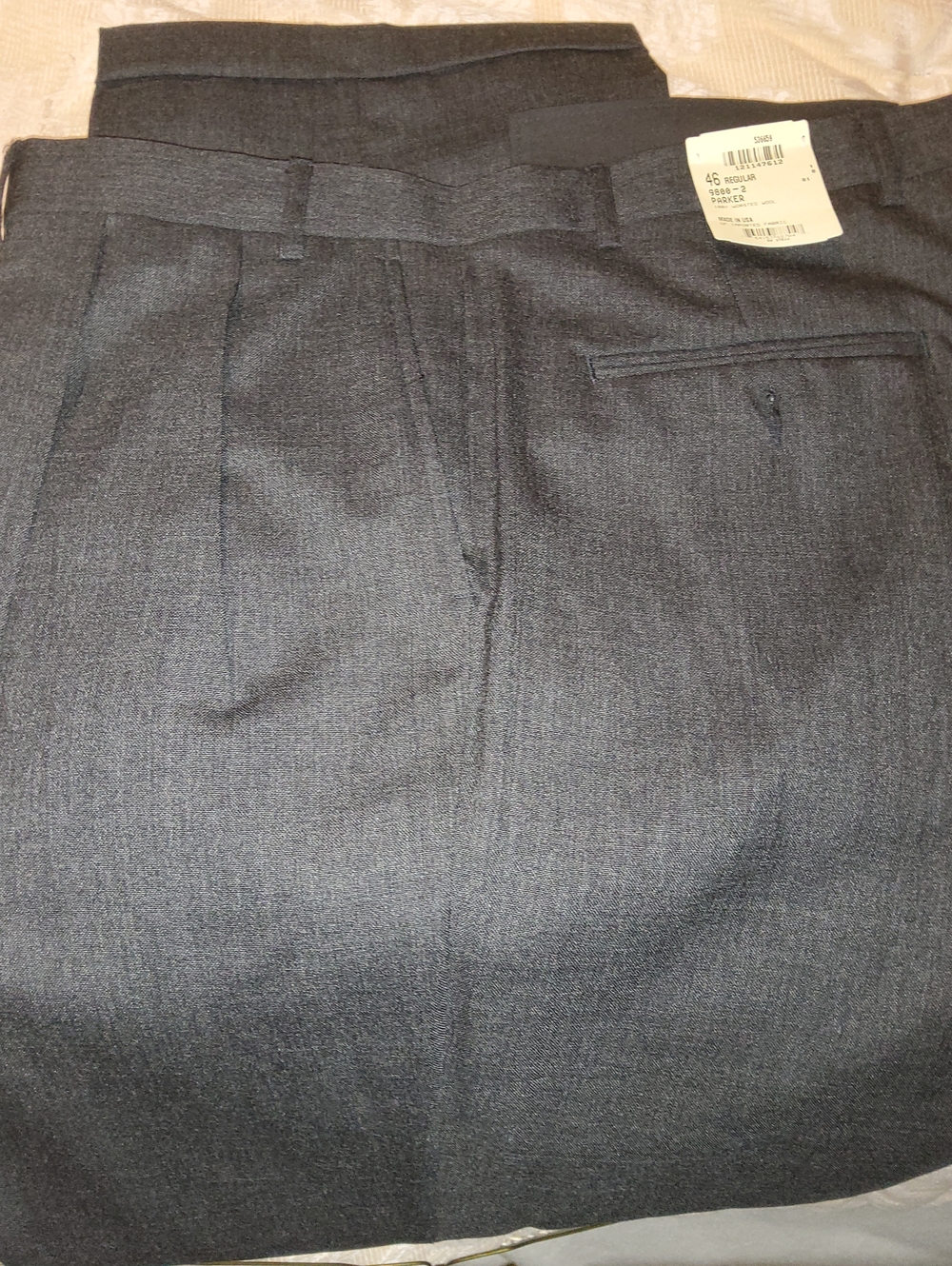 New Parker Men's Dark Charcoal Dress Pants Satin Fabric Lining
